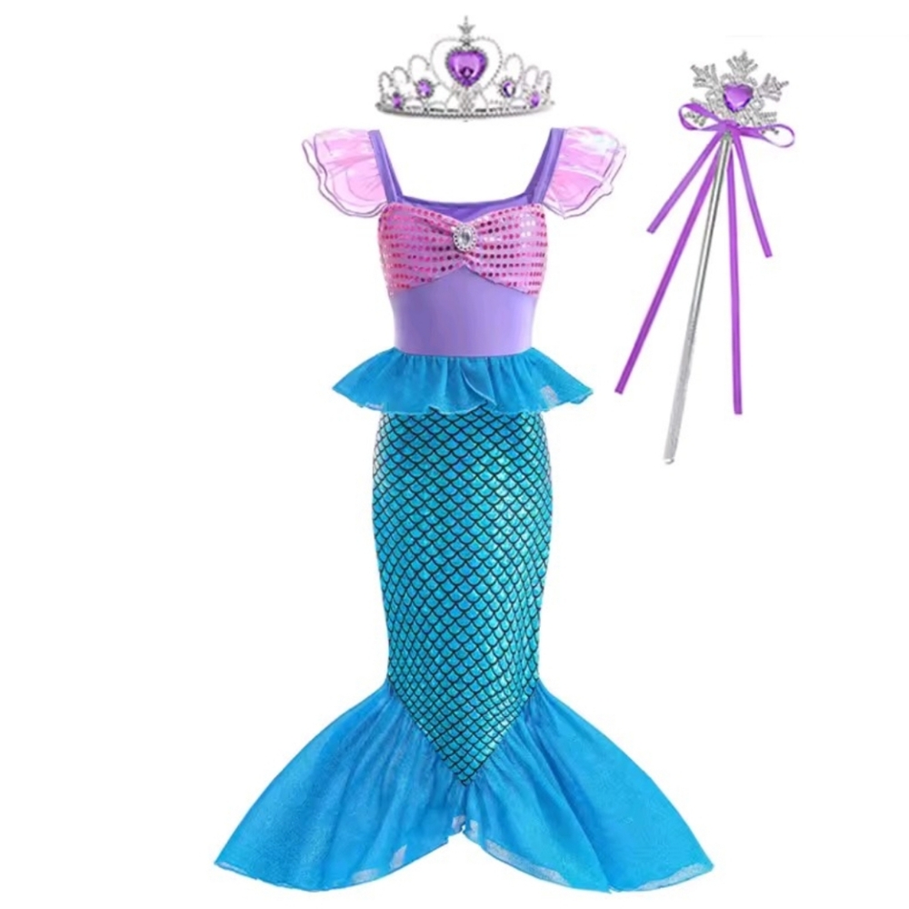 4T Mermaid Princess Dress Accessory Set Kids Halloween Costume Birthday Dress